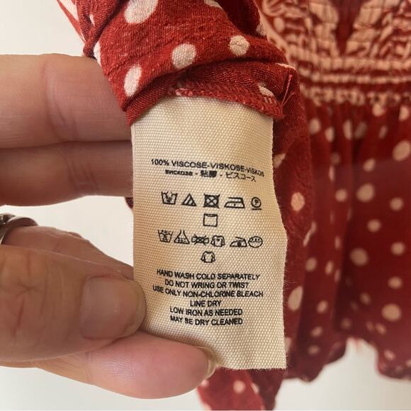 Free People Babylon River Red Clay Deep V Peplum Top XS - Picture 8 of 9